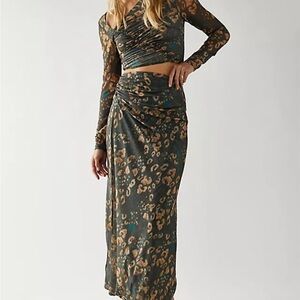 Free People Supernova Animal Print Skirt Set